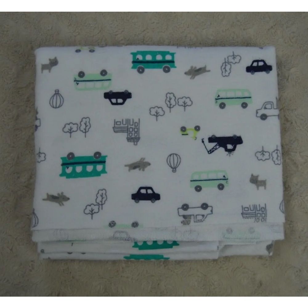 Child of Mine by Carter's Car Gray Dog Baby Receiving Blanket Tow Truck Blue Bus